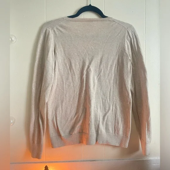 J. Crew Beige V-Neck 100% cotton Sweater with Slim Fit - Picture 6 of 6